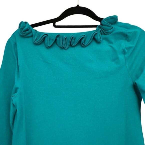 Talbots teal shift dress with floral neck line- size s - Picture 4 of 8